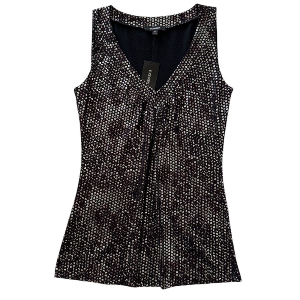 NWT Y2K EXPRESS brand Metallic Print Black Sleeveless Top in size XS